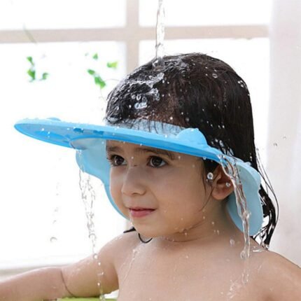 Baby Silicone Shower Cap Adjustable Bath Visor for Infants Toddlers (1 Pc Small) Eye Ear Protection Hat for Tear-Free Shampoo Time