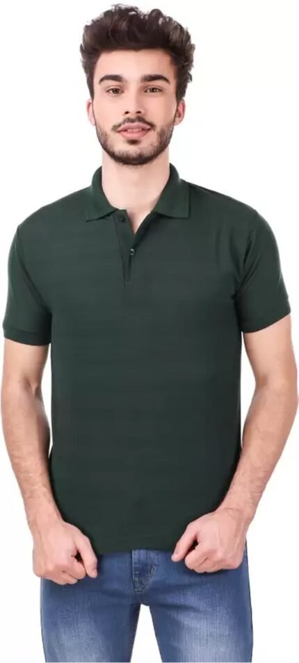 Men's Polo Neck Short Sleeve Casual Tshirt Green color (Pack of 1)